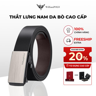 [Deal Hot] Thắt lưng nam cao cấp Williampolo mặt khóa bạc chất liệu da bò sang trọng