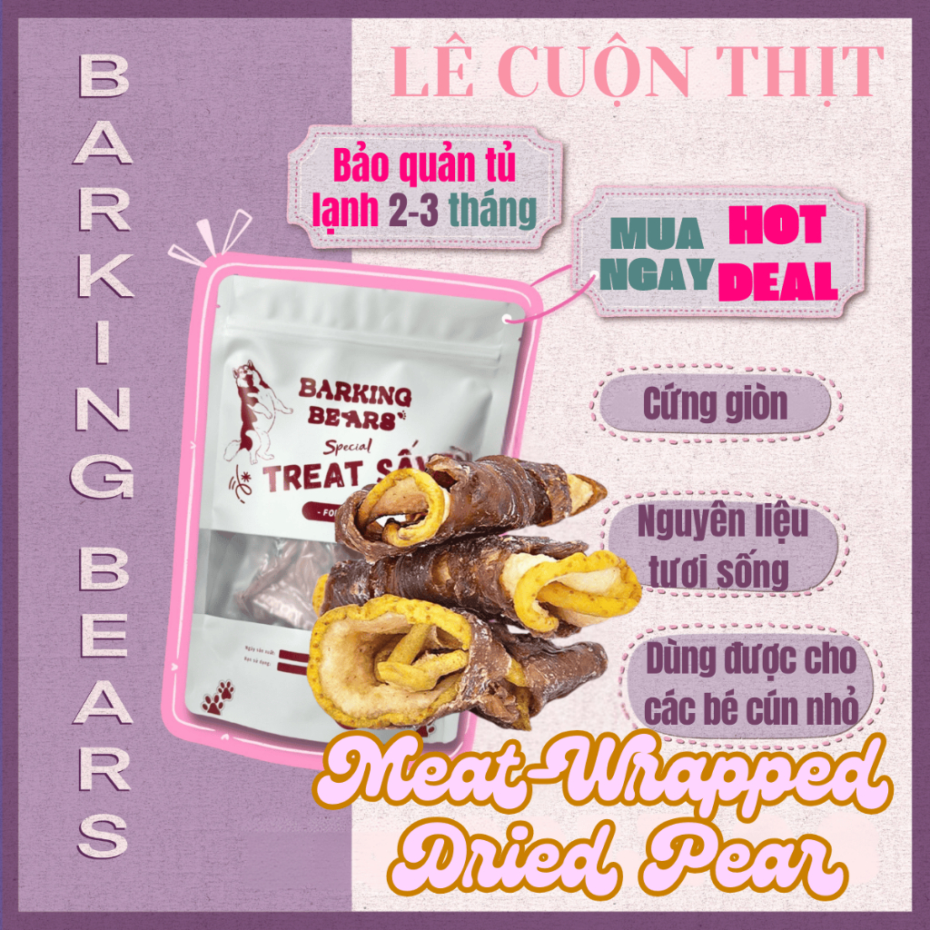 Lê Cuốn Thịt Vịt Sấy Cho Chó Bổ Sung Protein Bánh Thưởng Cho Chó Barking Bears