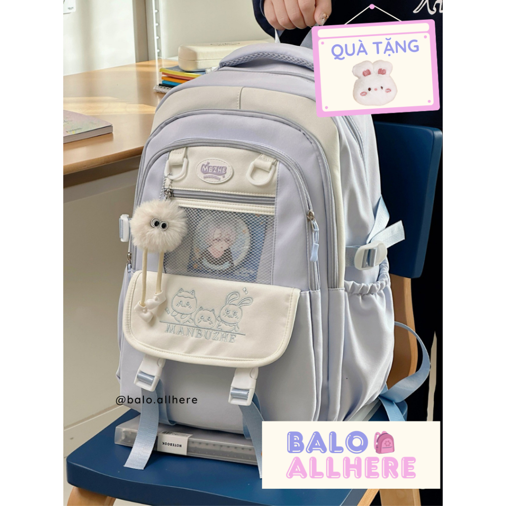 [ORDER] Cặp Sách Nữ Cấp 1 Cấp 2 Cấp 3 Họa Tiết Thêu Dễ Thương Nhiều Ngăn BL458