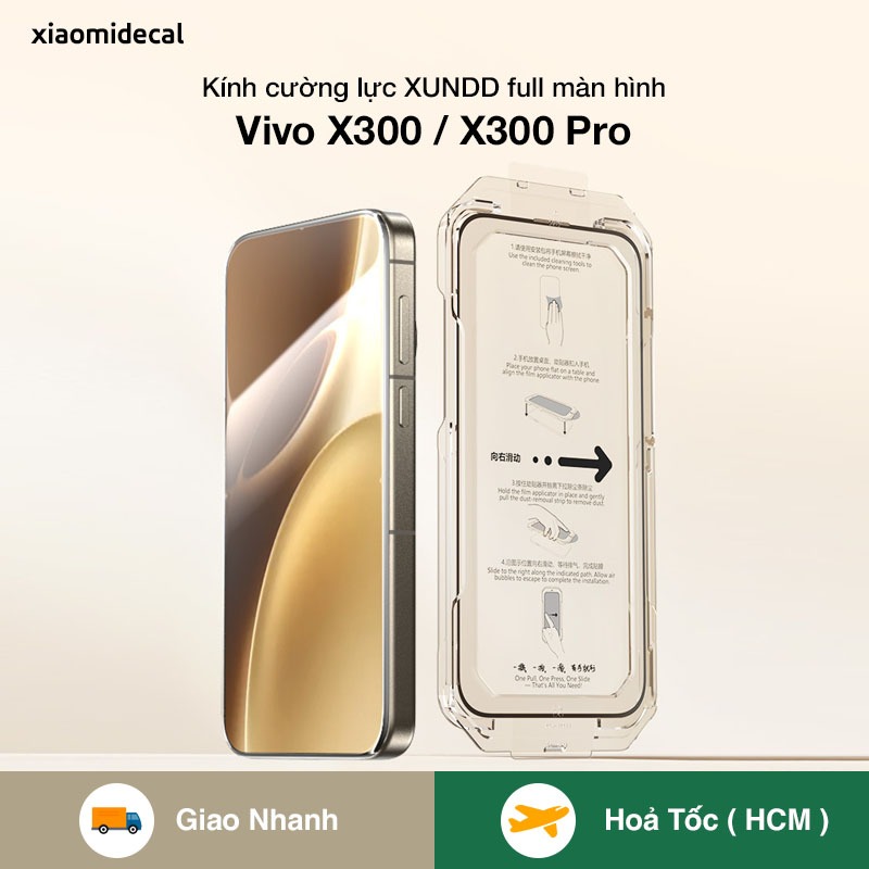 Kính cường lực XUNDD cho Vivo X300 / X300 Pro full màn hình có khung dán