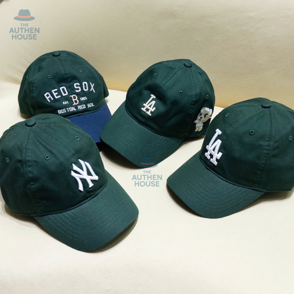 [AUTH] Mũ lưỡi trai MLB màu xanh rêu chính hãng, tặng túi giấy hãng, unisex, freesize, no tag giấy