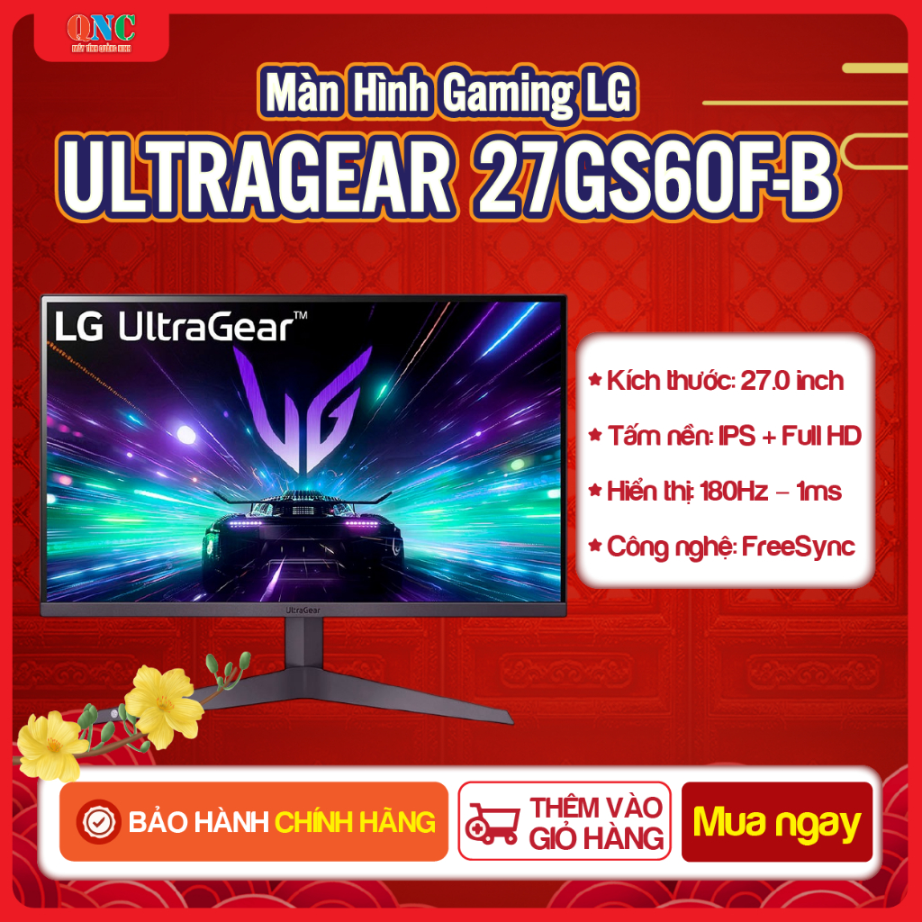 Màn Hình Gaming LG UltraGear 27GS60F-B 27 Inch IPS 180Hz 1ms FreeSync/G-SYNC Compatible– Chính Hãng