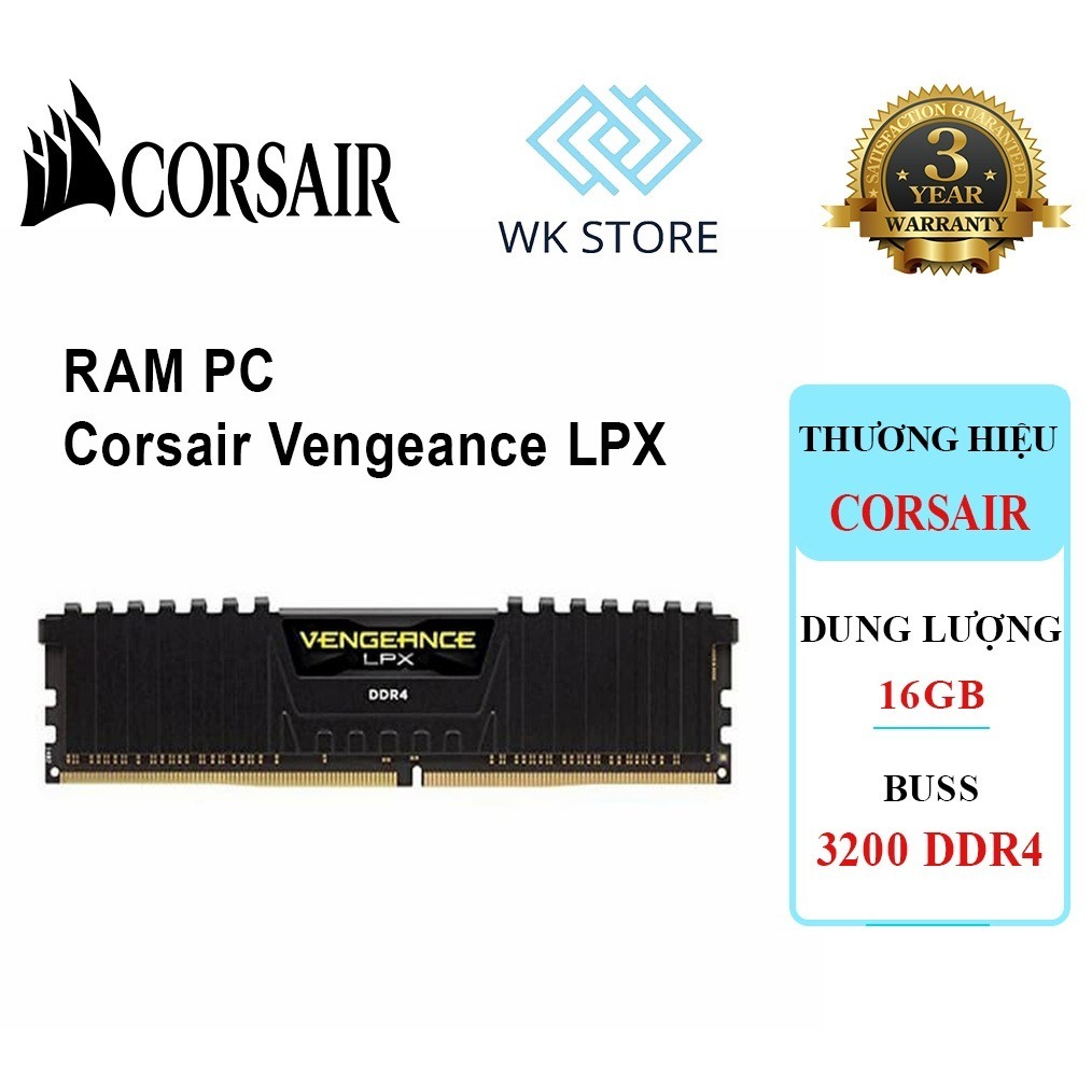 Ram Corsair Vengeance LPX 16GB DDR4 3200 Mhz (Only Intel), NK Mới, BH 36T
