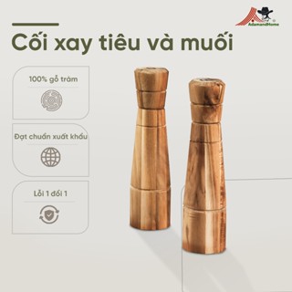  Lọ xay tiêu cối xay tiện lợi cầm tay bằng gỗ Tràm tuỳ ý điều chỉnh gia vị - Salt & Pepper Grinder 