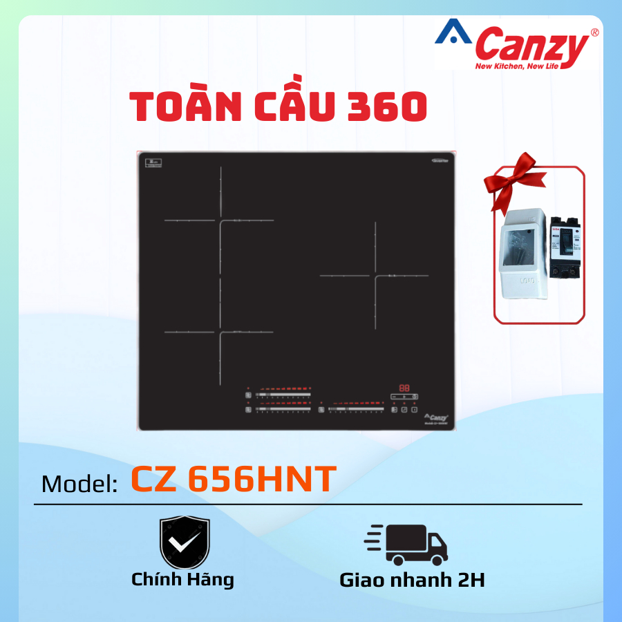 CZ 656HNT/ BẾP TỪ 3 VÙNG NẤU DẠNG VUÔNG CANZY/ Hệ thống mạch, mâm sản xuất theo công nghệ Châu Âu