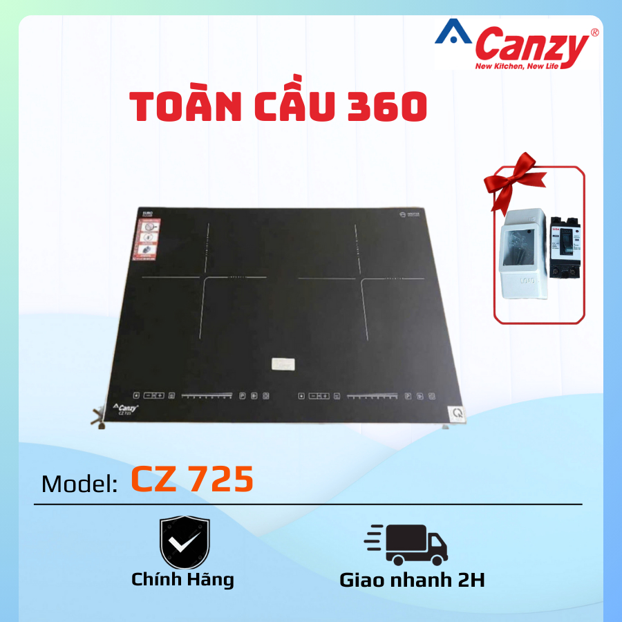 CZ 725/ BẾP TỪ ĐÔI VUÔNG CANZY/ Kích thước bề mặt 600mm x 420mm