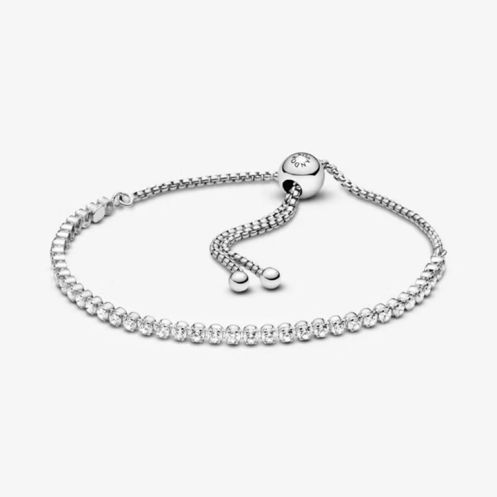 CHÍNH HÃNG - PANDORA Sparkling Slider Tennis Bracelet (Silver Sterling, White Zirconia) Vòng/lắc tay