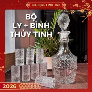  Ly Thủy Tinh Đế Cao Pha Lê Vân Nổi - Kim Cương Nhỏ Gọn Sang Trọng 20ml 