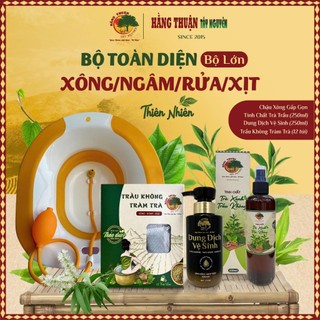Combo Xông Ngâm Rửa Phụ Khoa Gồm Chậu Xông - Dung Dịch Vệ Sinh - Khoáng Trầu - Trầu Không Túi Lọc
