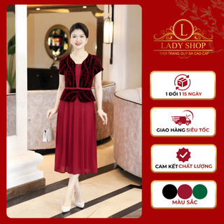 Đầm trung niên nữ thiết kế Ladyshop T377 T409 chất ren cao cấp dáng peplum sang trọng