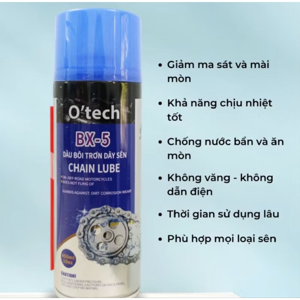 CHAI XỊT BÔI TRƠN DÂY SÊN OTECH BX5(450ML)