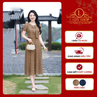  Đầm trung niên tặng mẹ Ladyshop T488 T529 T555 chất liệu ren cao cấp giả áo khoác big size 48-75kg 