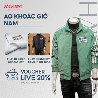  Áo khoác dù nam HAVADOSHOP đẹp form bomber bóng chày basic màu xanh 3 sọc chất dù gió 2 lớp cao cấp C20 mới 