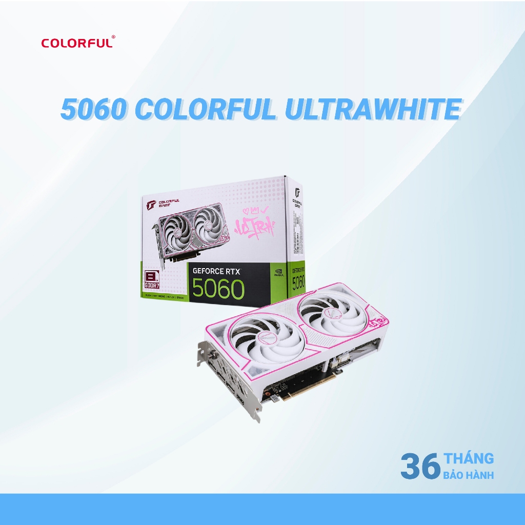 Card màn hình Colorful RTX 5060 Ultra White DUO OC 8GB-V 8GB GDDR7 - Bảo hành 36 tháng