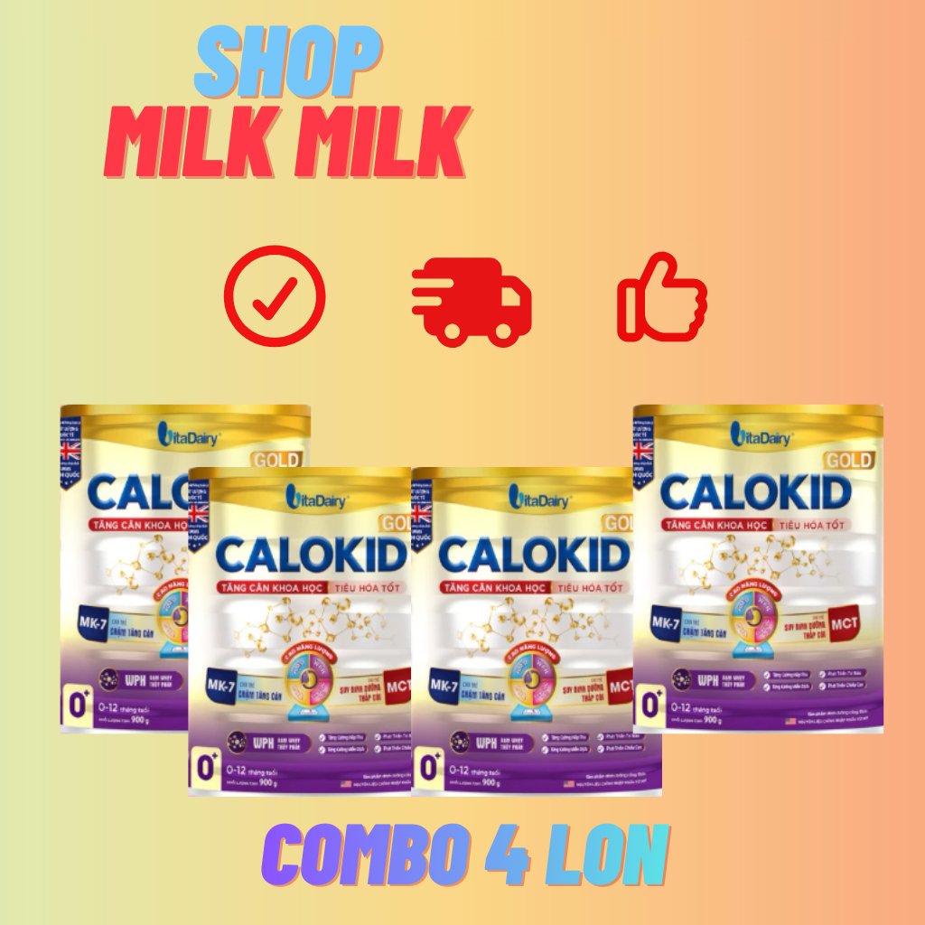 Combo 4lon CALOKID 0+(0-1tuổi) lon900gr(Date2027)