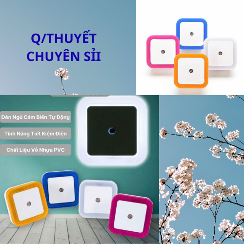 COMBO 4 Đèn ngủ LED hình vuông, cảm biến ánh sáng, 0.5w tiết kiệm điện [quangthuyet]