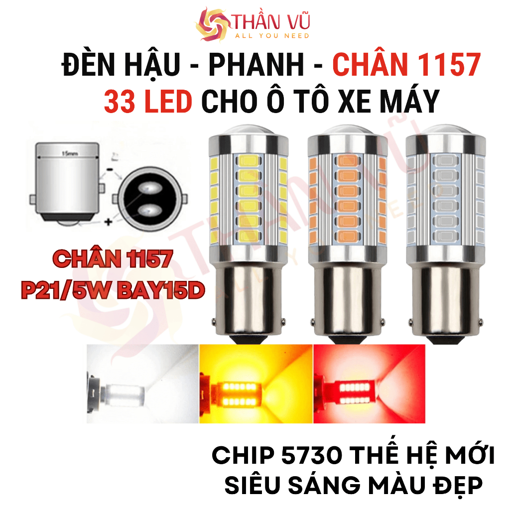 Bóng đèn led hậu 1157 P21 chip 5730 33 smd siêu sáng cho ô tô xe máy cao cấp của Thần Vũ