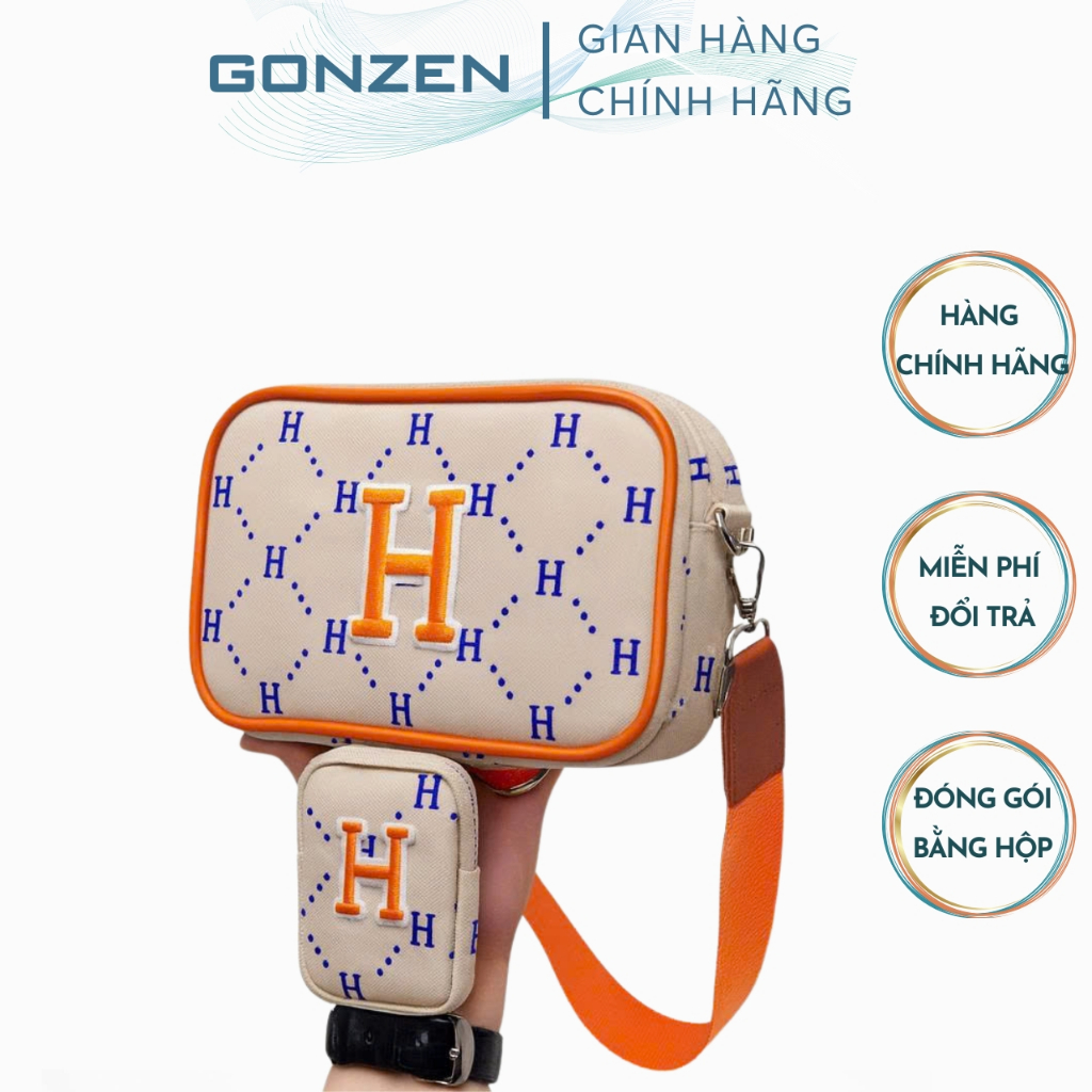 Túi Đeo Chéo Nam Nữ Logo Thêu Chữ H Nhiều Ngăn Vải Canvas Cao Cấp, Túi Xách Nam Nữ Nhỏ Gọn Boy Phố Mẫu Mới_GONZEN TX H6