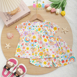  Bộ tole lanh tay đùi cài cúc giữa cho bé gái size 6-15kg - Lavinkids 