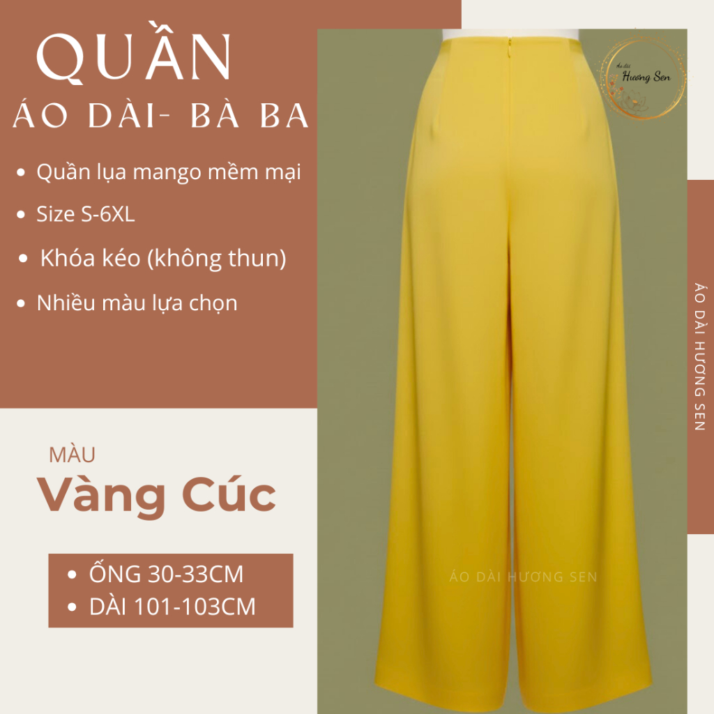 Quần lụa ống rộng mặc áo dài truyền , chất mềm mát phối áo bà ba 20 màu S-6XL