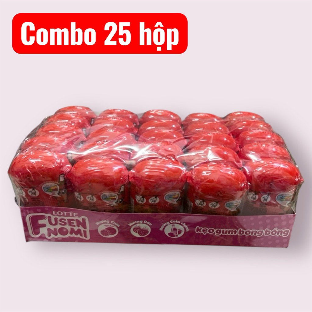 combo 25 hộp kẹo gum bong bóng lotte fusen nomi thơm ngon khó cưỡng