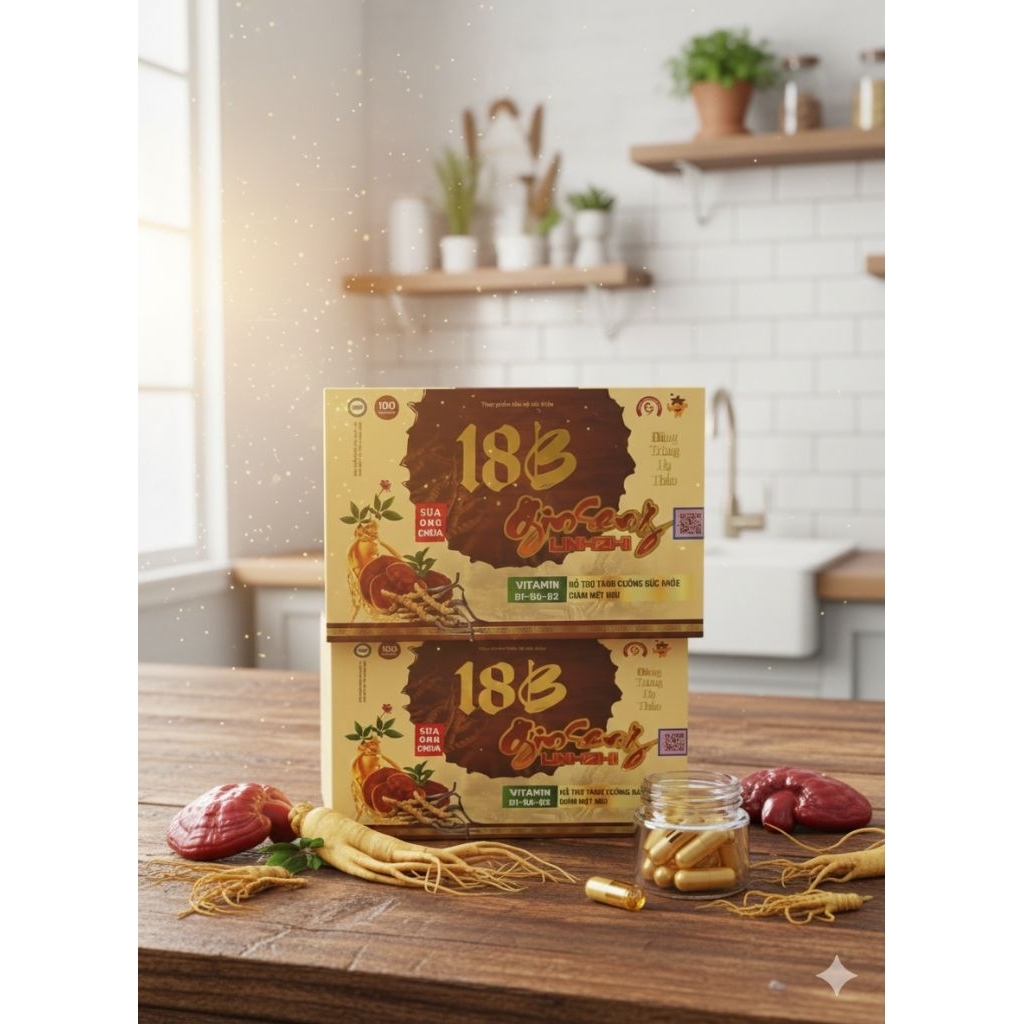 VIÊN UỐNG 18B GINSENG LINHZHI ĐÔNG TRÙNG HẠ THẢO HỘP 100 VIÊN HỖ TRỢ TĂNG CƯỜNG SỨC KHỎE, GIẢM MỆT M