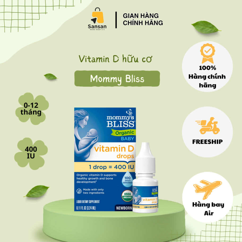 TPBVSK Mommy's Bliss Vitamin D3 drops 400IU 3.24ml - Nội địa Mỹ