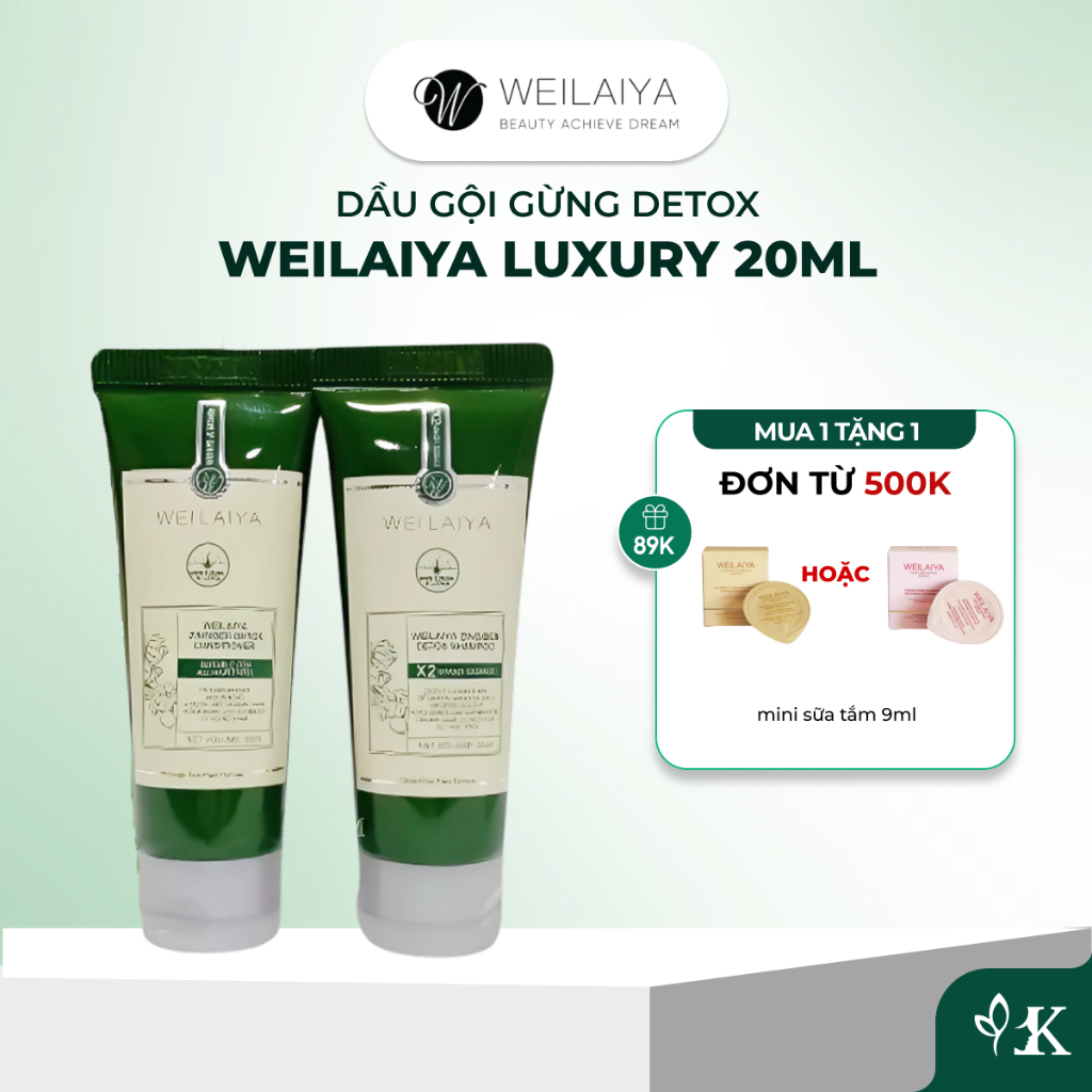  Dầu gội gừng detox Weilaiya Luxury mini 20ml dành cho da đầu dầu bết ngăn rụng và kích mọc tóc 
