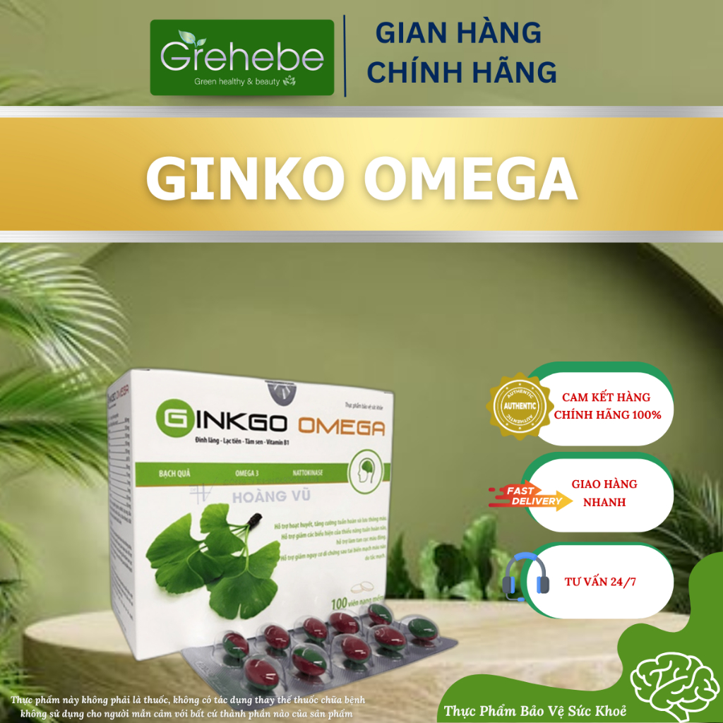[TPBVSK] GINKGO OMEGA – Giảm Đau Đầu, Mất Ngủ (Hộp 10 vỉ x 10 viên)