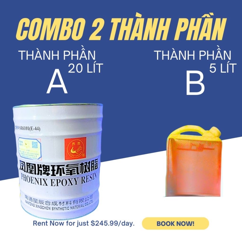 Keo Epoxy Resin Keo Hải Thuyền - Nhựa Epoxy
E44 - Phoenix Resin bộ 5Kg