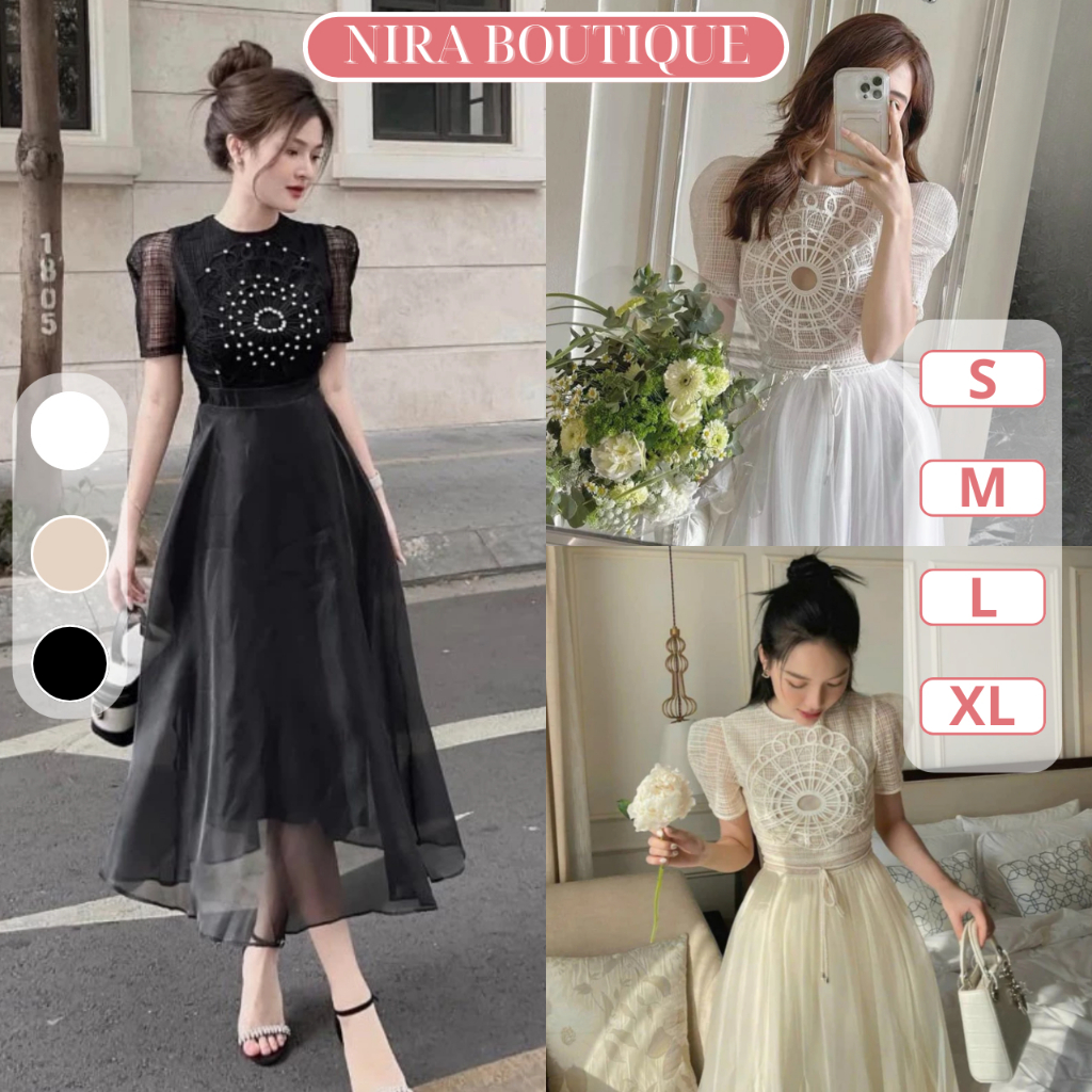 Đầm Dự Tiệc Dáng Dài Phối Ren Sang Trọng Thanh Lịch-J09-Nira.Boutique