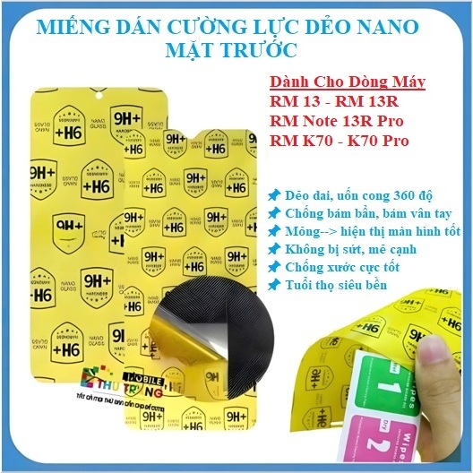 Dán cường lực Nano dẻo Dành Cho Redmi 13 13R Note 13R Pro Redmi K70 Pro chống va đập full màn 98%