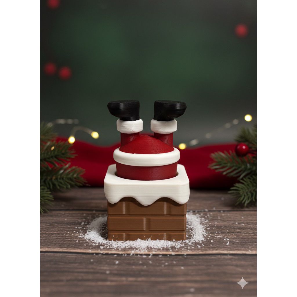 Ông già Noel 3D chui ống khói - Clicky