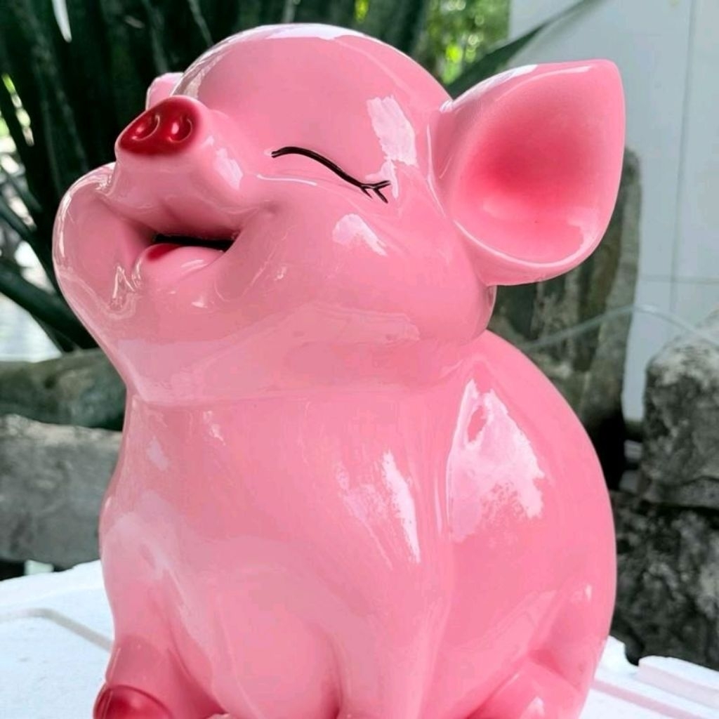 Heo đất /Lợn đất Size To cao 30cm tai vểnh lợn ngậm tiền_ống tiền tiết kiệm