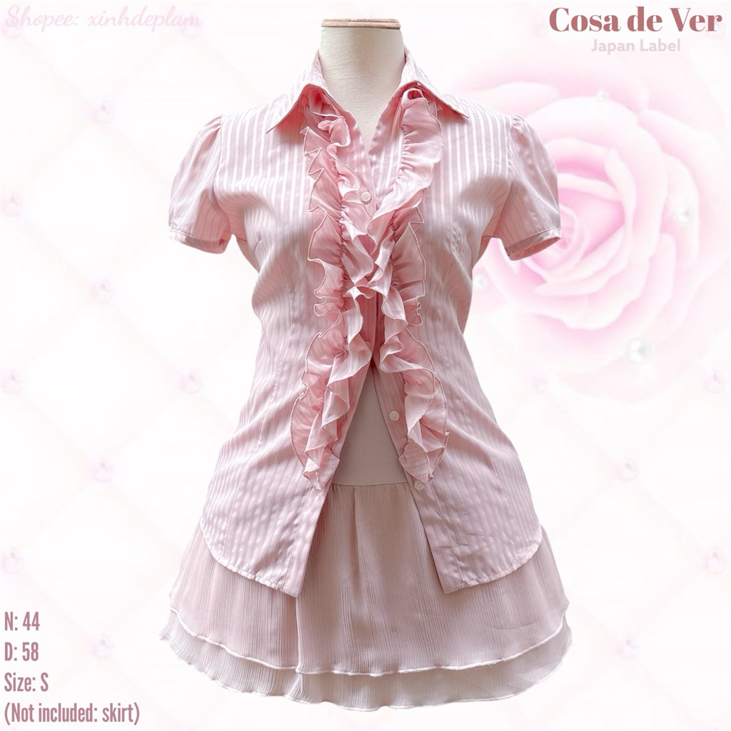 (new drop 26/12) PINK COQUETTE - Áo Coquette, Lolita, Babydoll, Dollette, Shoujo màu hồng phấn, hồng