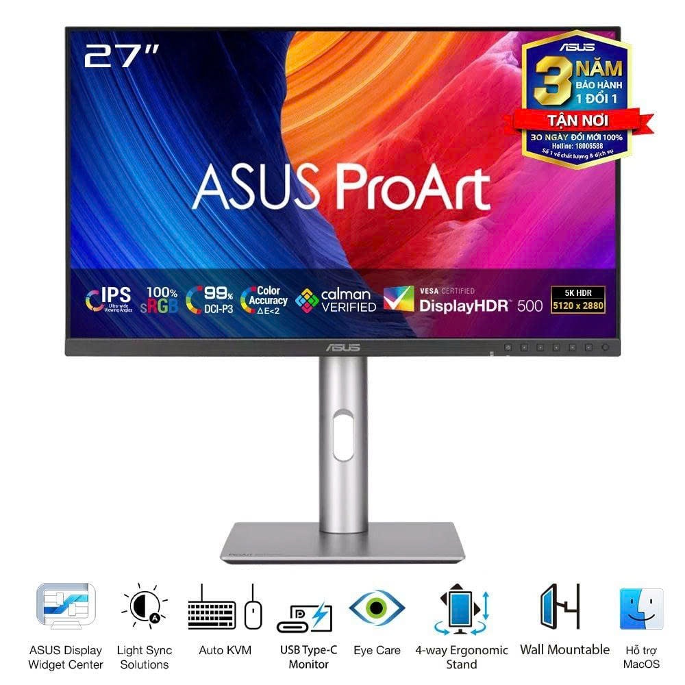 Màn hình ASUS ProArt PA27JCV 27" IPS 5K USBC chuyên đồ họa