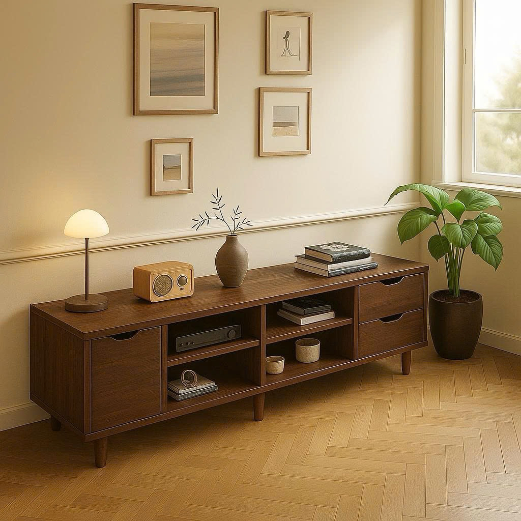 Kệ tivi gỗ hiện đại phòng khách,Tủ kệ tivi để sàn đa năng dễ dàng lắp ráp chất liệu gỗ MDF cao cấp chống ẩm CNC A111