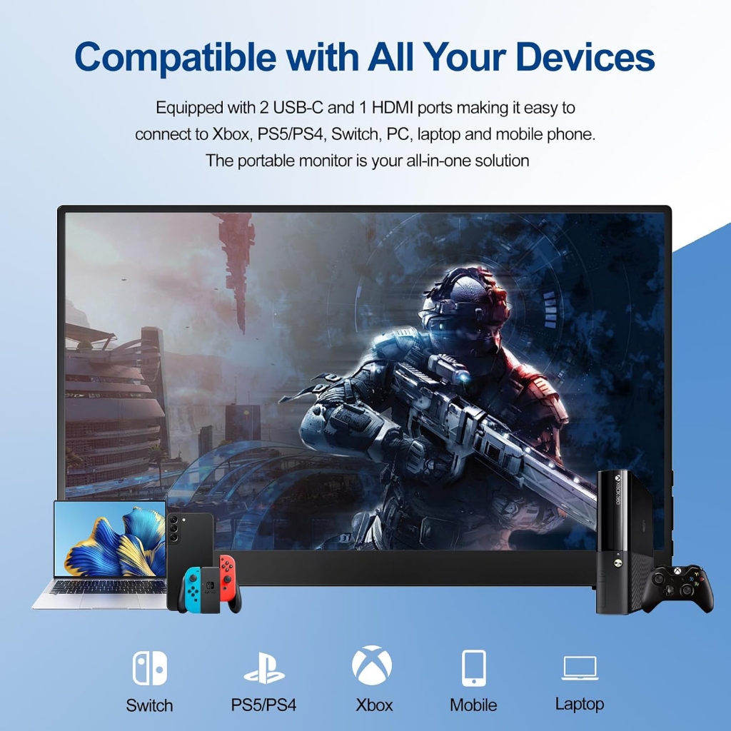 Màn Hình Di Động 14/15.6 Inch Tích Hợp Loa Kép FHD 1080P Tương Thích Laptop Máy Tính Bảng Điện Thoại Ps4 Switch Macbook | BigBuy360 - bigbuy360.vn