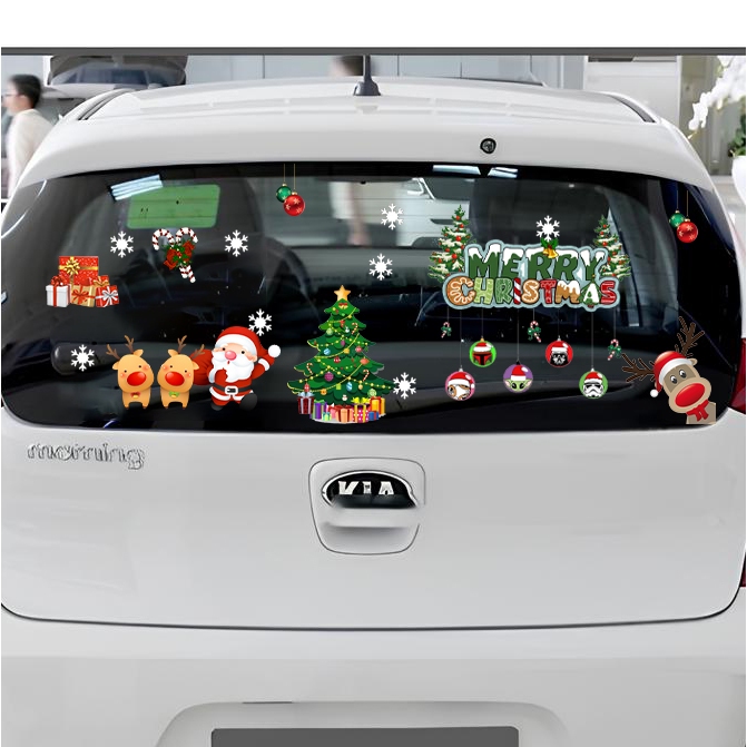 Decal Dán Kính Oto Giáng Sinh Mini Cute Decor Oto Noel Ấm Áp Cùng Xế Yêu - Decal Nhựa Chống Nước