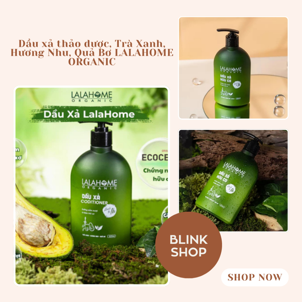 Dầu xả thảo dược, Trà Xanh, Hương Nhu, Quả Bơ LALAHOME ORGANIC - Tóc mềm mượt, kiểm soát dầu thừa