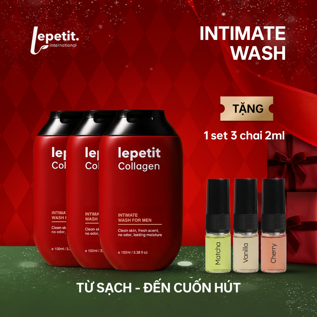  Combo 3 chai dung dịch vệ sinh nam Lepetit Collagen làm sạch khử mùi vùng kín - 100ml 