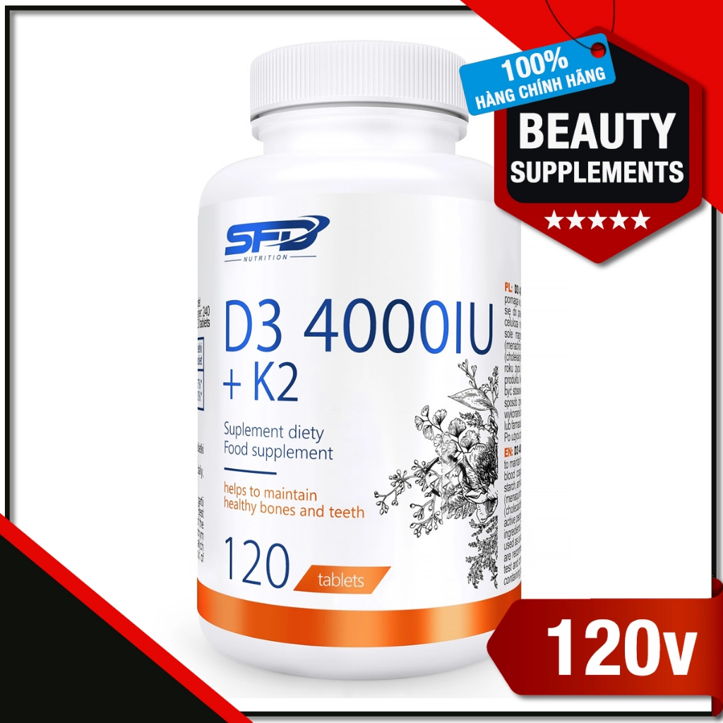 Viên uống bổ sung Vitamin D3 4000+K2 - Hộp 120 viên - SFD Nutrition