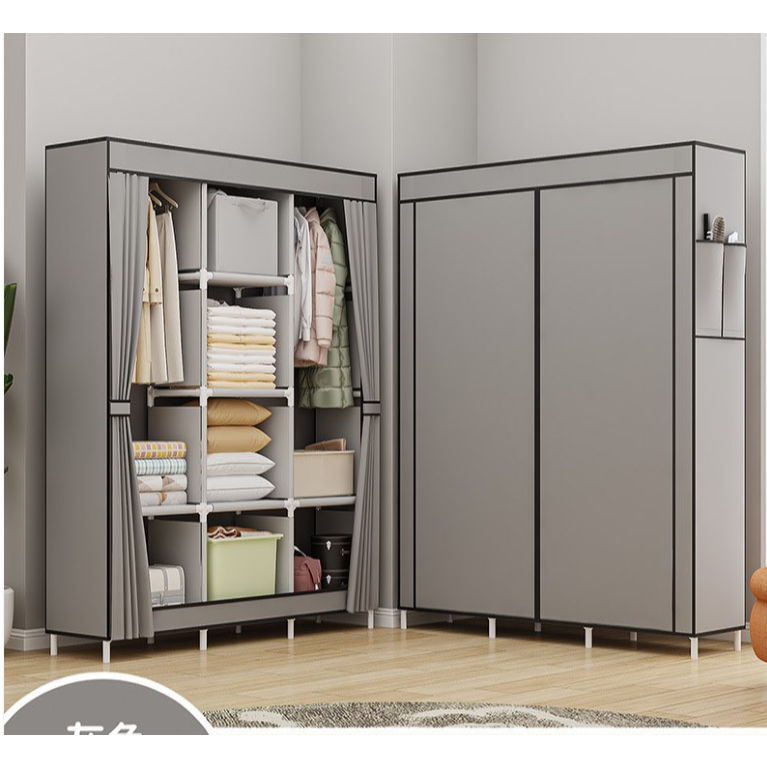 Tủ quần áo tủ vải khung inox tủ đựng quần áo vải khung thép 3d áo 3.2.1 buồng 6 ngăn tủ treo quần áo