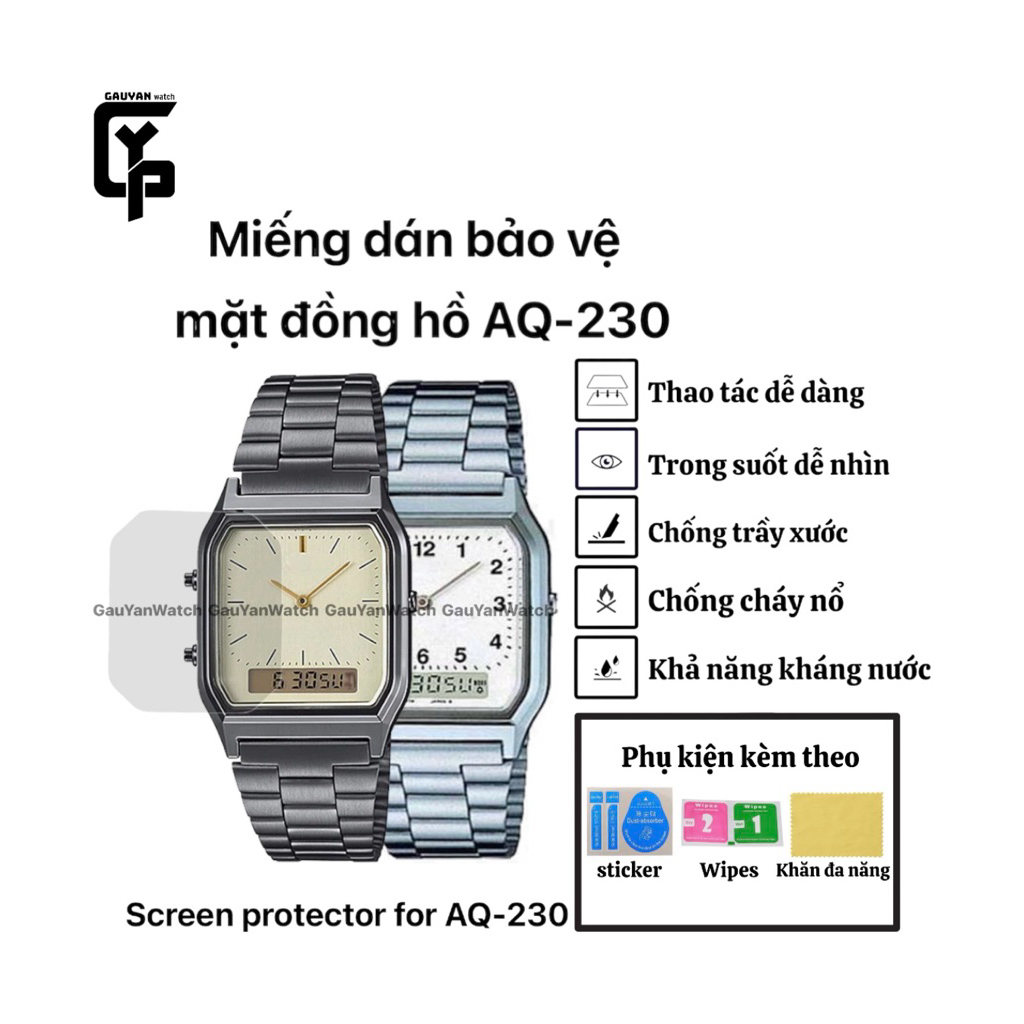 Miếng dán bảo vệ màn hình đồng hồ dành cho các mẫu AQ-230