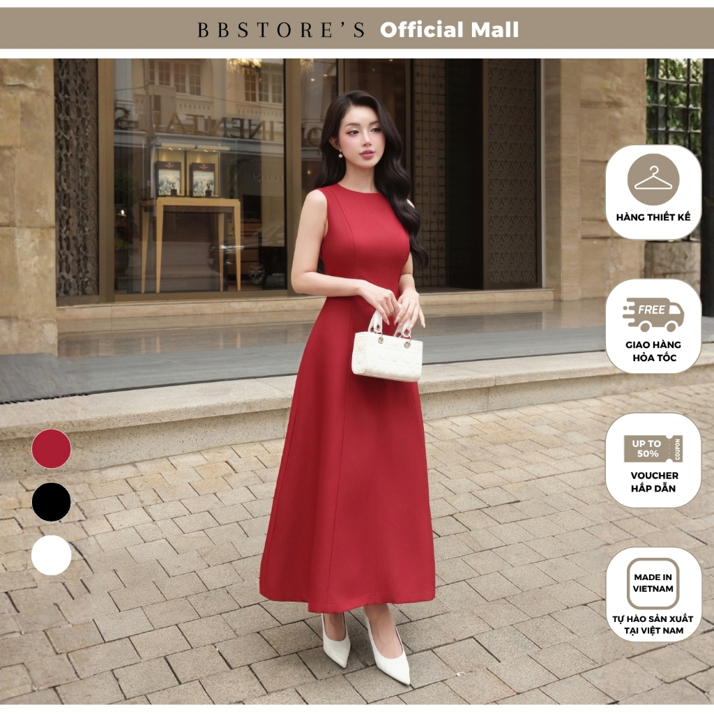 BBSTORE'S Đầm Dự Tiệc Dài Xòe Cổ Tròn Form Sát Nách Quyến Rũ - D4253A