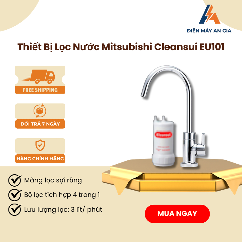 Thiết Bị Lọc Nước Dưới Bồn Rửa Cleansui Eu101 – Công Nghệ Màng Lọc Sợi Rỗng – Lọc Nước An Toàn – PEB