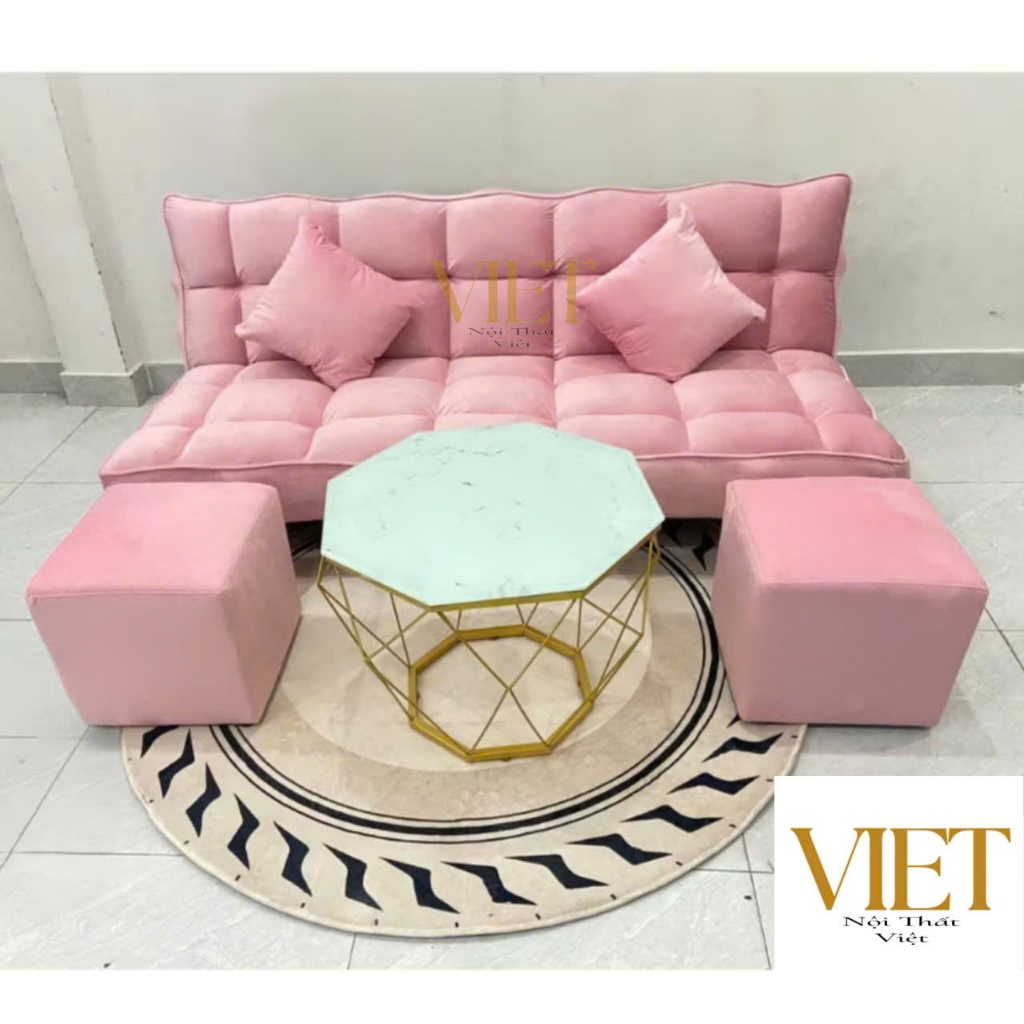 Trọn bộ ghế sofa giường nằm bọc vải nhung mềm mại , êm ái