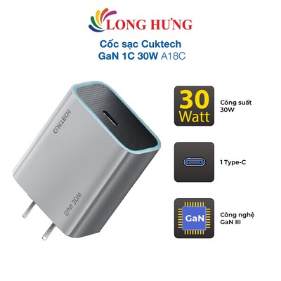 Cốc sạc Cuktech GaN 1C 30W A18C - Hàng chính hãng