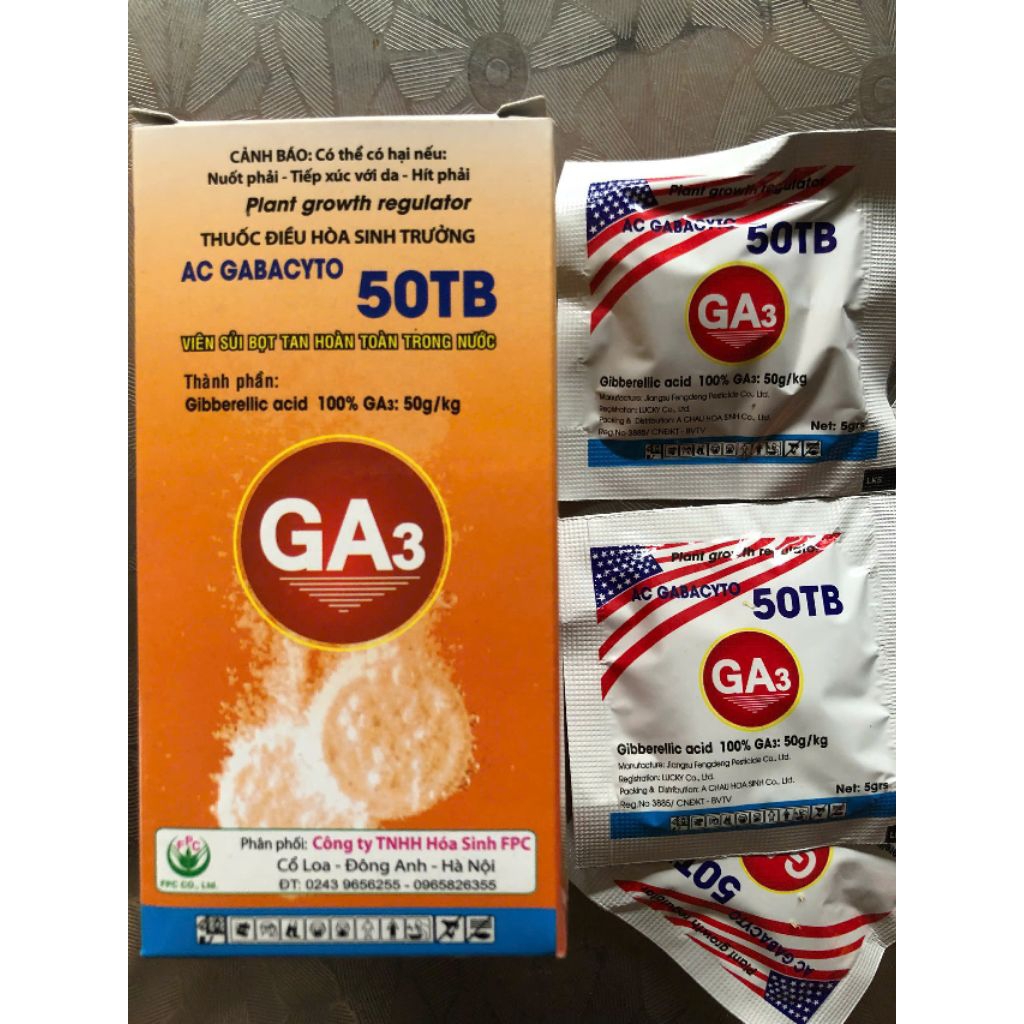 Hộp 10 viên Ga3. Phân Bón Lá cao cấp Gibberellic Acid 100% GA3 kích thích sinh trưởng