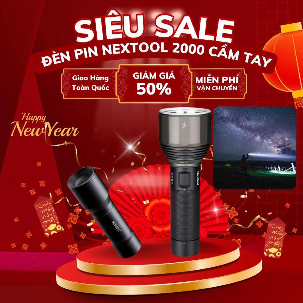 Đèn Pin Nextool 2000/Beebest F1 – Đèn Pin Siêu Sáng, Chống Nước IPX7, Pin Sạc Type-C Dã Ngoại Cắm Tr